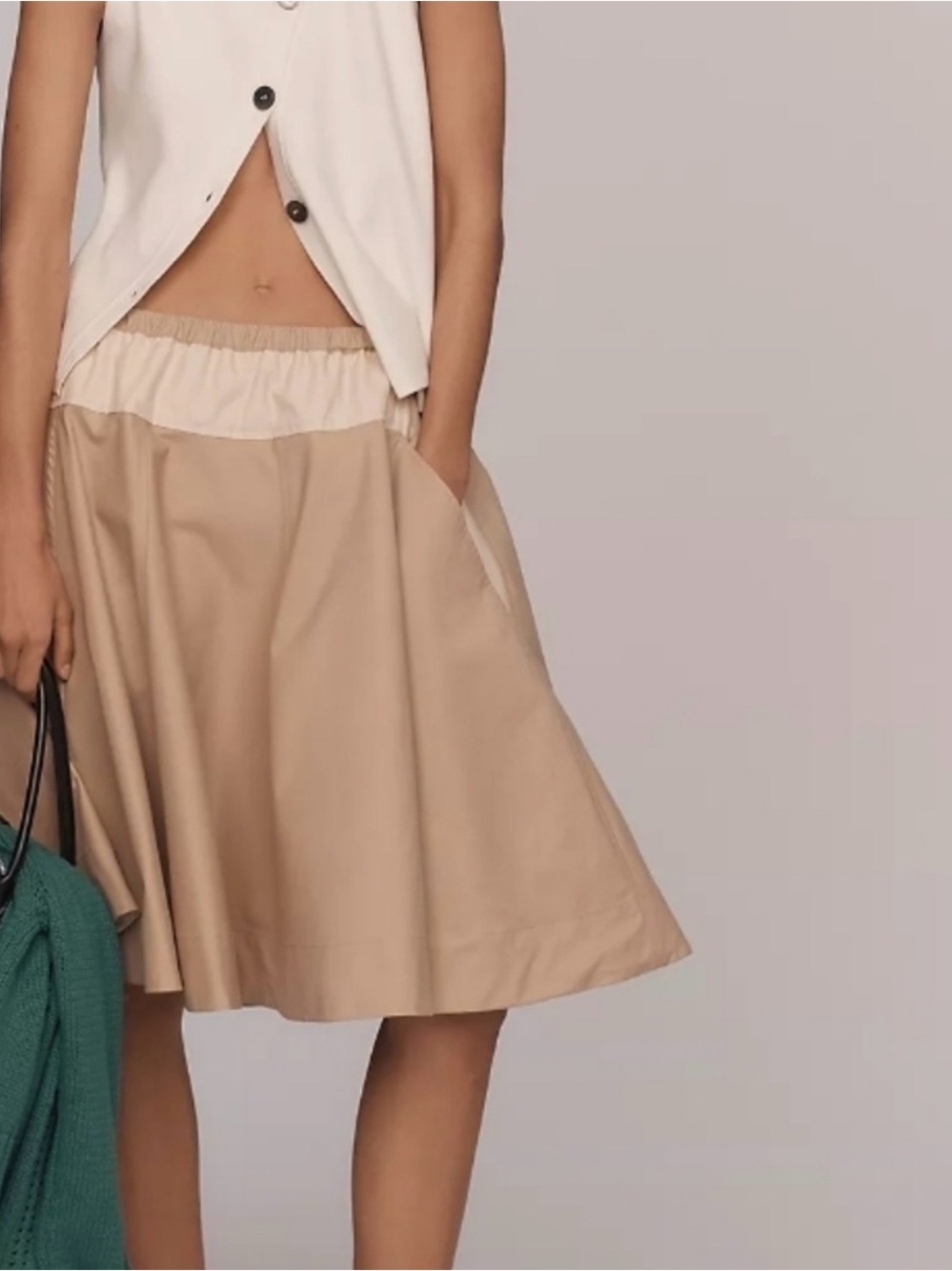 Maeve Two-Tone Beige Circle Skirt